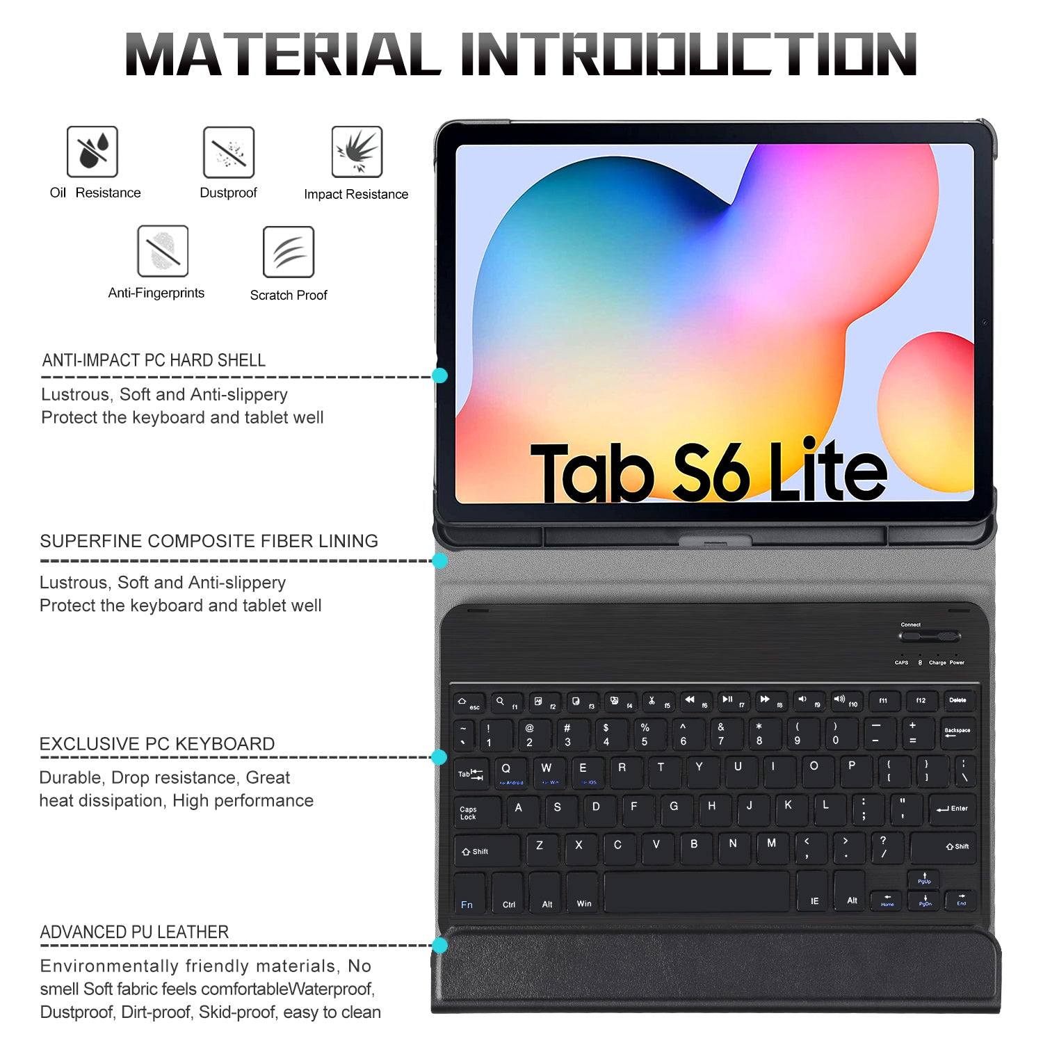 Detachable Bluetooth Keyboard and Leather Case with Stylus Pen Slot for Samsung Galaxy Tab S6 Lite P610 P615 S6 Lite (2022) Detachable Bluetooth Keyboard and Leather Case with Stylus Pen Slot for Samsung Galaxy Tab S6 Lite P610 P615 S6 Lite (2022)